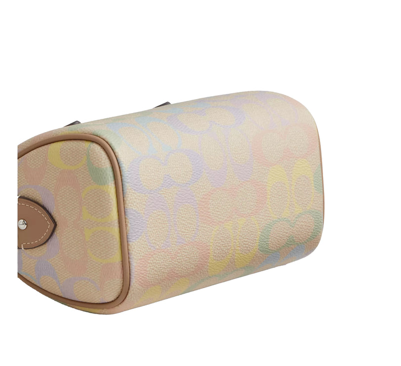 Coach Women's Mini Rowan Crossbody Bag In Rainbow Signature Canvas Silver