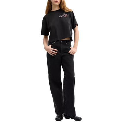 Coach Women's Charms Cropped T-Shirt In Organic Cotton Washed Black