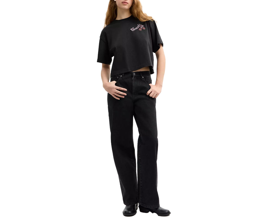 Coach Women's Charms Cropped T-Shirt In Organic Cotton Washed Black