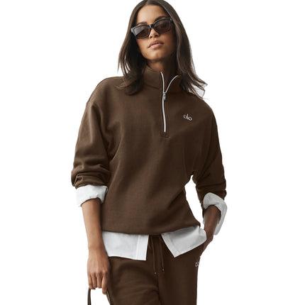 alo Women's Accolade 1/4 Zip Pullover Espresso