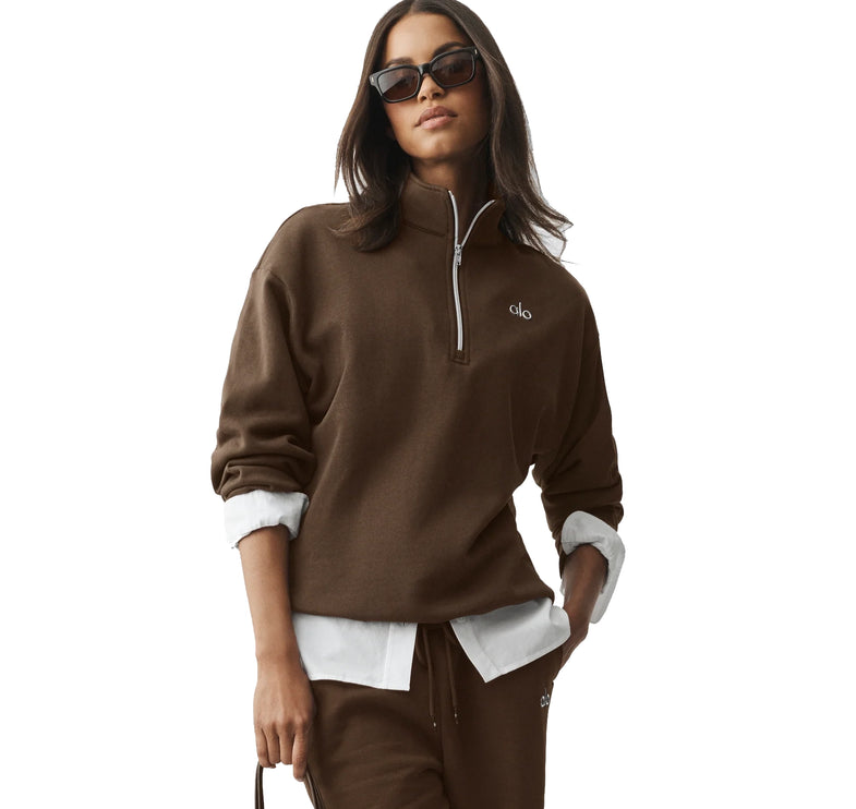 alo Women's Accolade 1/4 Zip Pullover Espresso