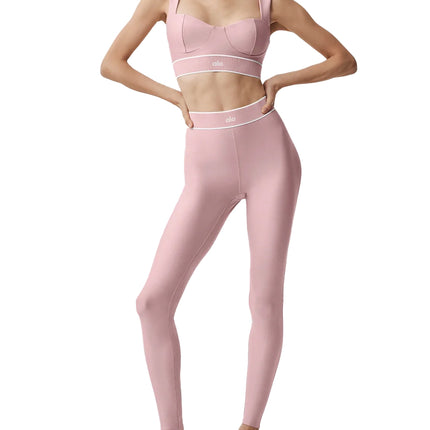 alo Women's Airlift Alignment Bra Vintage Pink/White