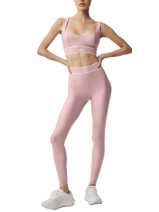 alo Women's Airlift Alignment Bra Vintage Pink/White