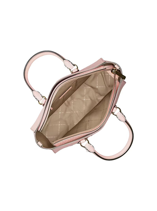 Michael Kors Women's Arden Medium Leather Top-Zip Satchel Bag Powder Blush