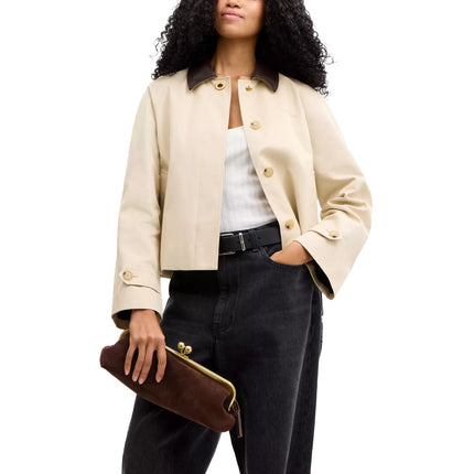 Coach Women's Kisslock Frame Bag 30 Suede/Brass/Dark Chocolate