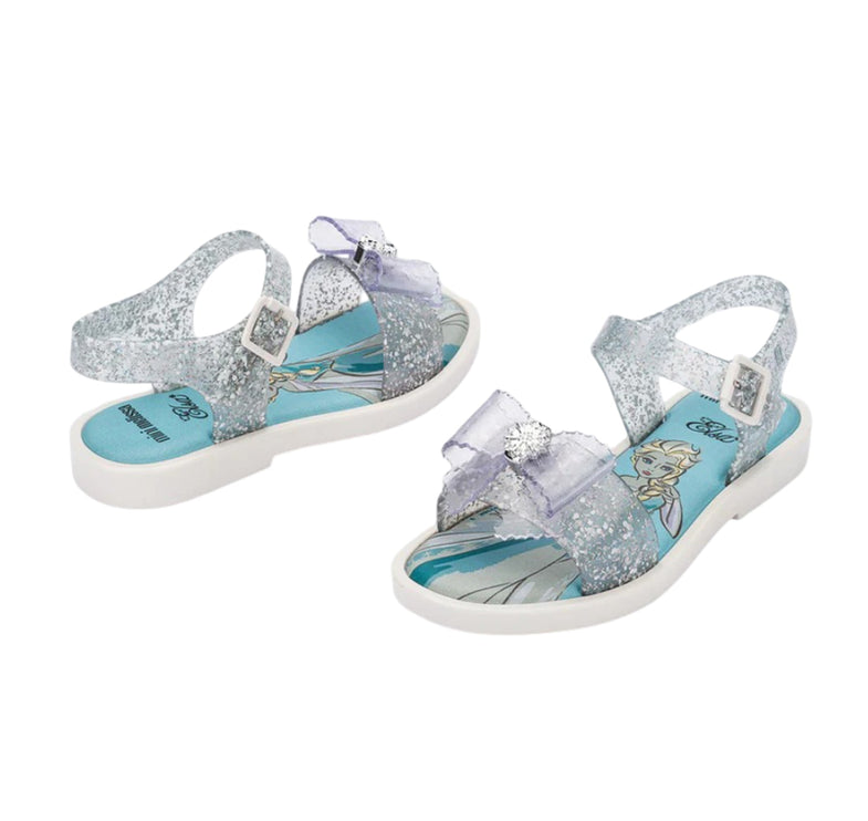 Mini Melissa + Disney Kids Mar Sandal Princess Glitter Clear
