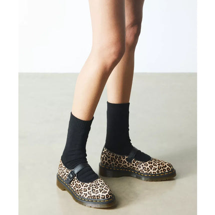 Dr. Martens Women's Elphie Leopard Mary Jane Shoes Light Tan