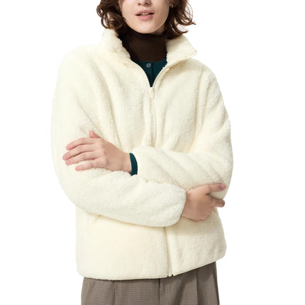 Uniqlo Women's Fluffy Yarn Fleece Full-Zip Jacket 01 Off White