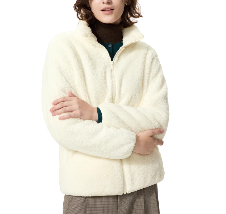 Uniqlo Women's Fluffy Yarn Fleece Full-Zip Jacket 01 Off White