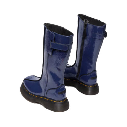 Dr. Martens Women's Buzz Hi Distressed Patent Boots Dark Blue