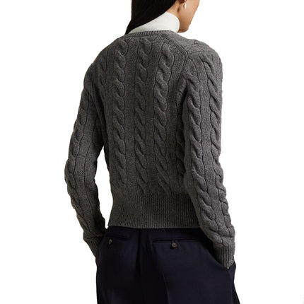 Polo Ralph Lauren Women's Cable-Knit Wool-Cashmere Cardigan Flannel Grey Heather