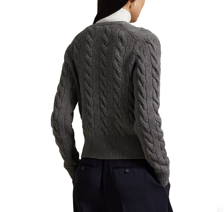 Polo Ralph Lauren Women's Cable-Knit Wool-Cashmere Cardigan Flannel Grey Heather