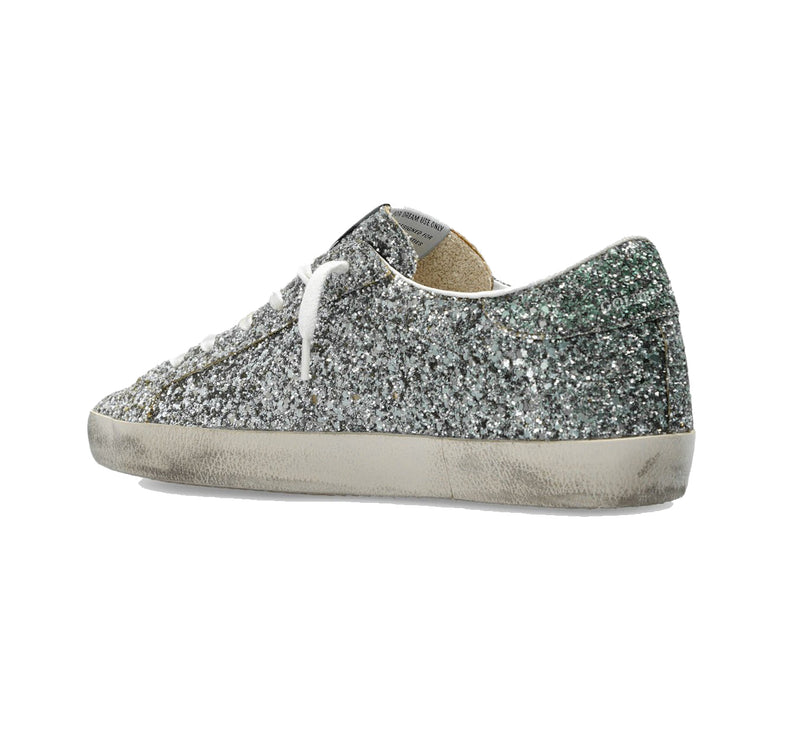 Golden Goose Women's Super Star with Glitter Upper and Silver Metallic Leather Star 2