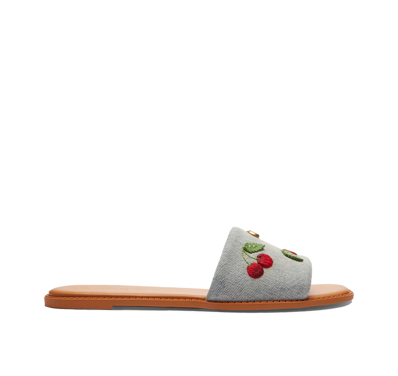 Coach Women's Holly Sandal With Cherries Denim Multi