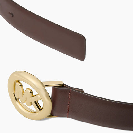 Michael Kors Women's Logo Leather Belt Chocolate