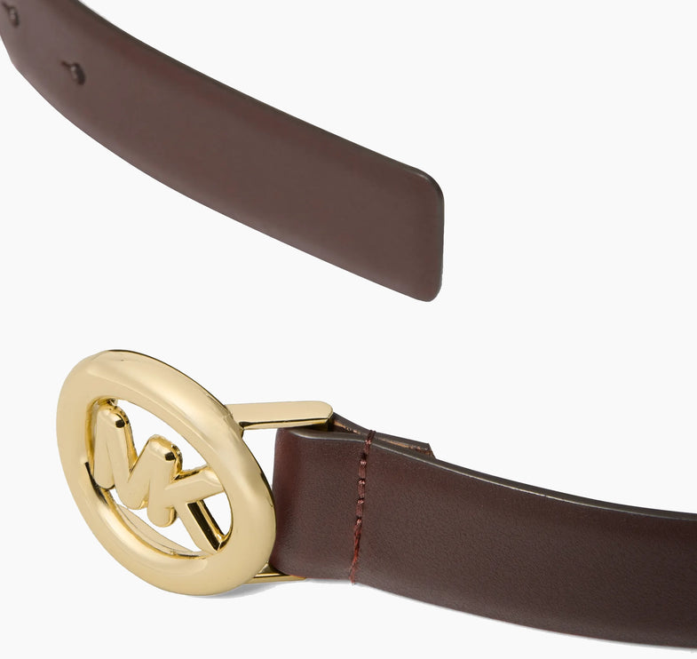 Michael Kors Women's Logo Leather Belt Chocolate
