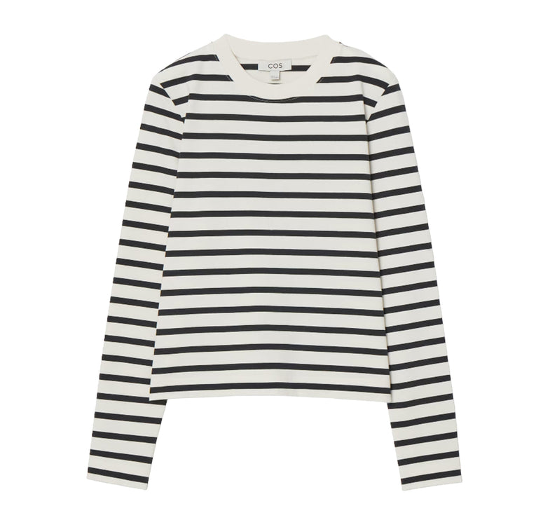COS Women's Clean Cut Regular Long Sleeved T-Shirt Navy/Striped