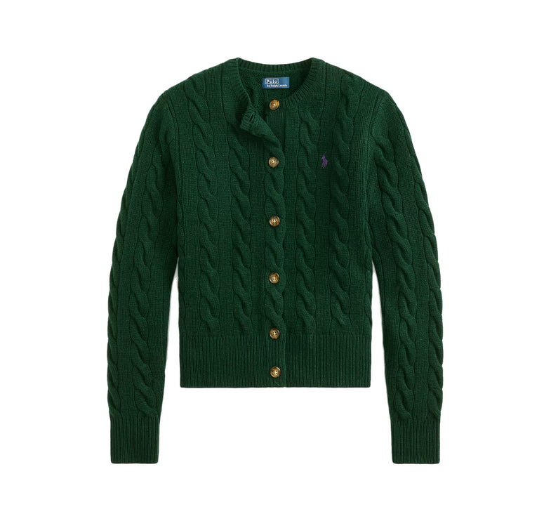 Polo Ralph Lauren Women's Cable-Knit Wool-Cashmere Cardigan College Green