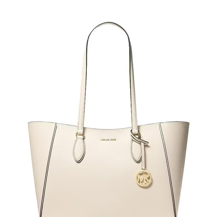 Michael Kors Women's Jet Set Travel Large Signature Logo 3-in-1 Tote Bag Light Cream/Gold