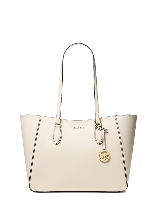 Michael Kors Women's Jet Set Travel Large Signature Logo 3-in-1 Tote Bag Light Cream/Gold