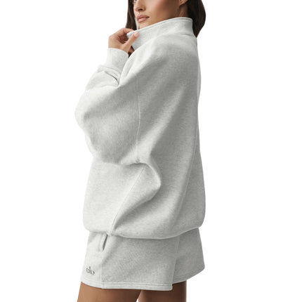 alo Women's Accolade 1/4 Zip Pullover White Heather