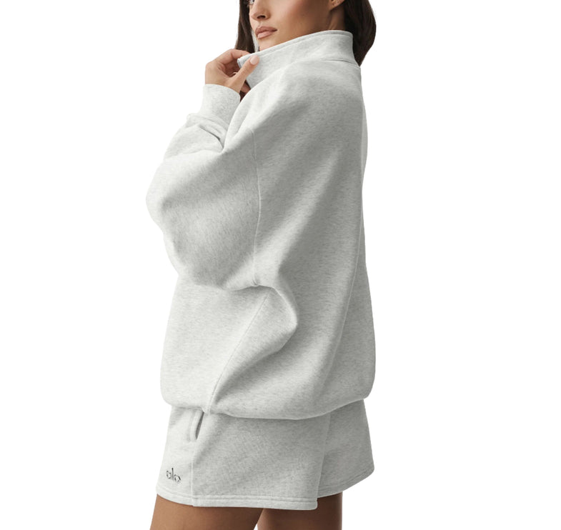 alo Women's Accolade 1/4 Zip Pullover White Heather