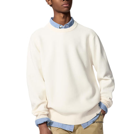 Uniqlo Unisex Washable Milano Ribbed Crew Neck Sweater 01 Off White