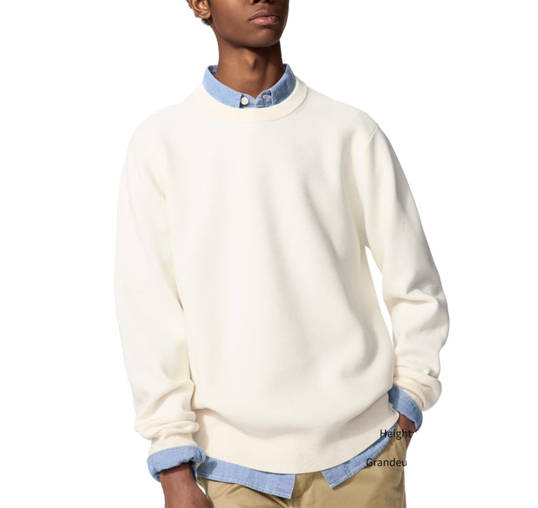 Uniqlo Unisex Washable Milano Ribbed Crew Neck Sweater 01 Off White