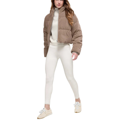 alo Women's Micro Corduroy Dreamy Puffer Chai Latte