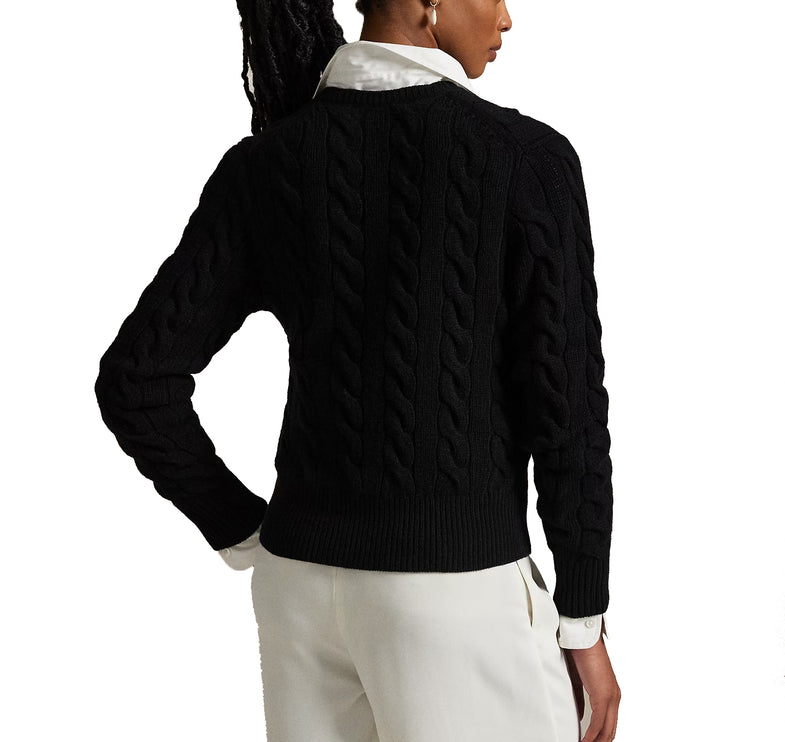 Polo Ralph Lauren Women's Cable-Knit Wool-Cashmere Cardigan Polo Black