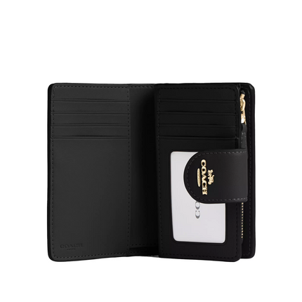 Coach Women's Medium Corner Zip Wallet In Signature Canvas Gold/Tan/Black