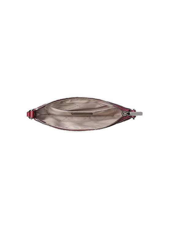 Michael Kors Women's Jet Set Small Pebbled Leather Convertible Wristlet Maroon