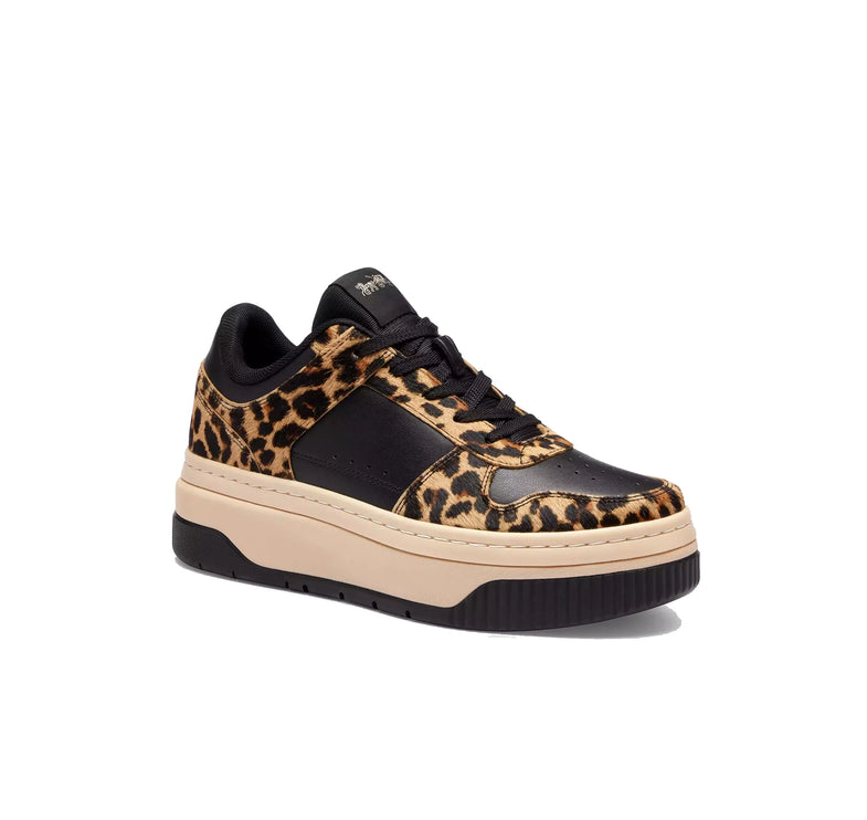 Coach Women's Platform Sneaker With Leopard Print Black/Leopard