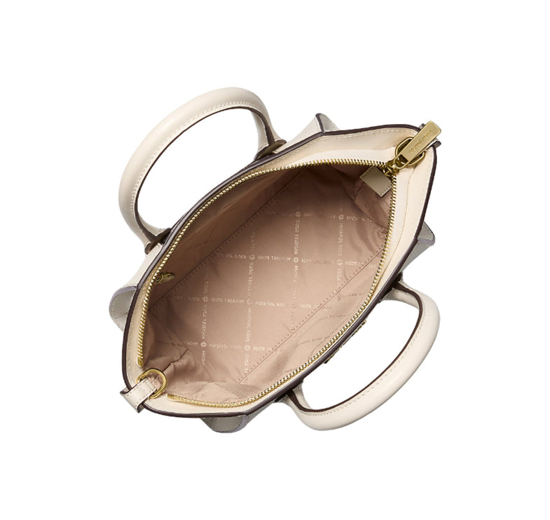 Michael Kors Women's Avril Small Pebbled Leather Satchel Light Cream