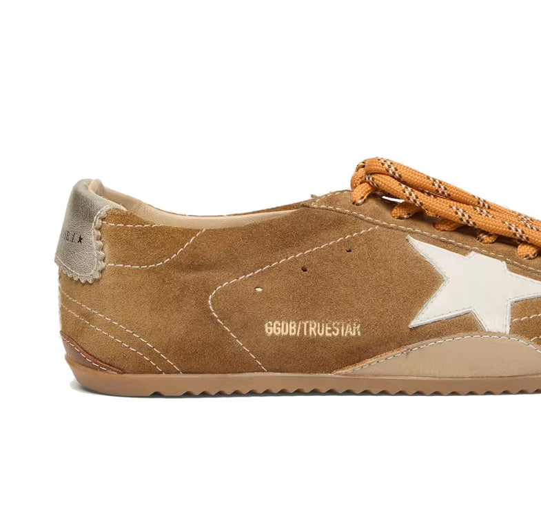 Golden Goose Women's True Star in Tobacco Colored Suede with White Star and Platinum