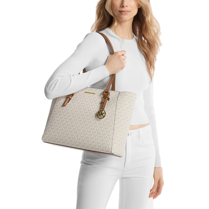 Michael Kors Women's Charlotte Large 3-in-1 Signature Logo Tote Bag Vanilla