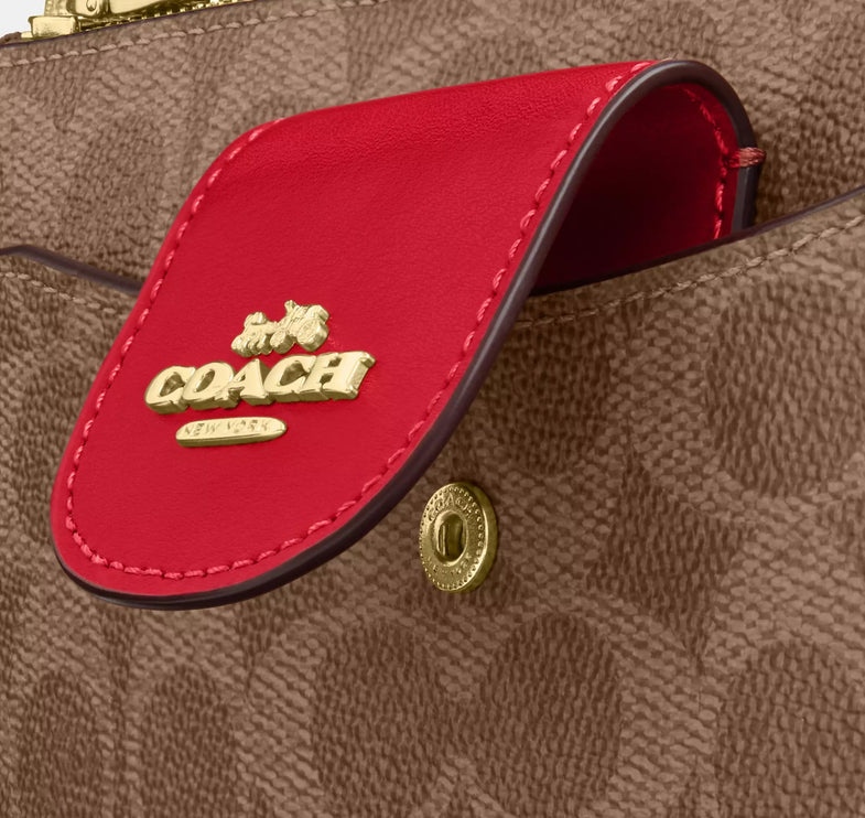 Coach Women's Poppy Crossbody Bag In Signature Canvas Gold/Tan/Carnation