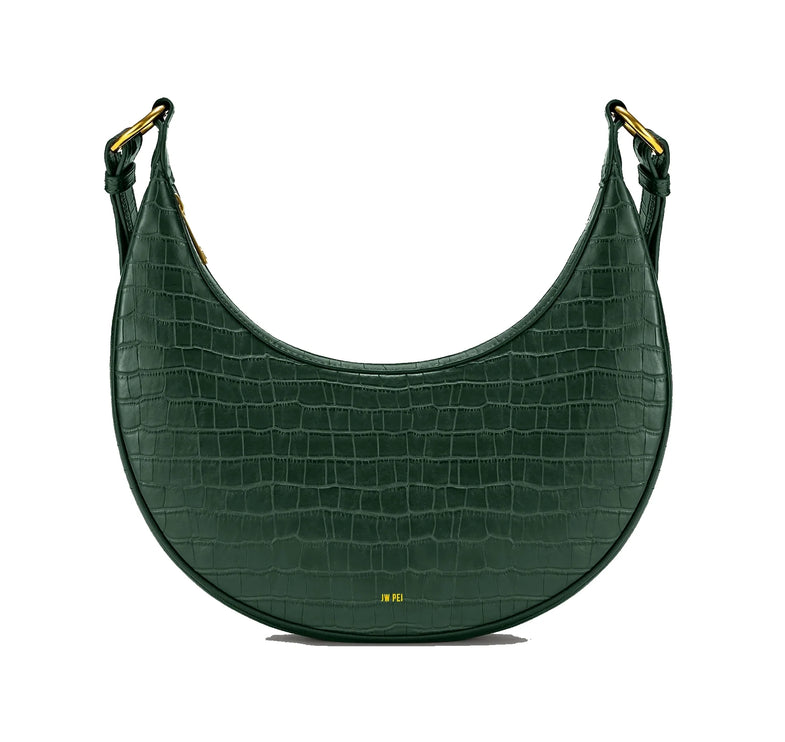 JW PEI Women's Carly Saddle Bag Dark Green Croc