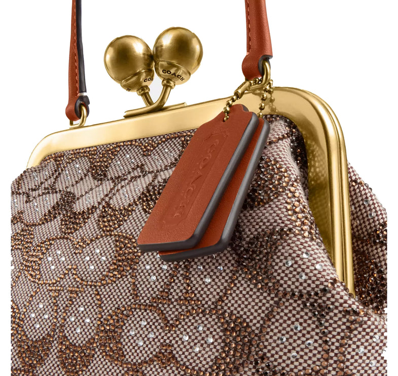 Coach Women's Kisslock Frame Bag 16 In Crystal Signature Jacquard Brass/Burnished Amber
