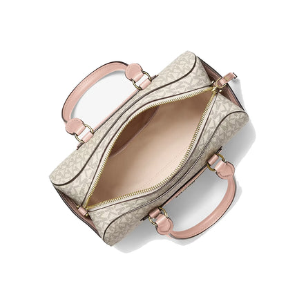 Michael Kors Women's Jet Set Travel Extra-Small Signature Logo Duffel Crossbody Bag Vanilla/Soft Pink