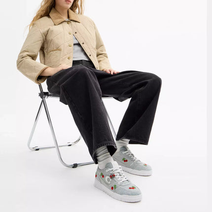Coach Women's Soho Sneaker With Cherries Denim/Optic White