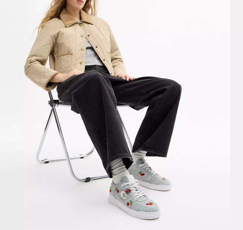 Coach Women's Soho Sneaker With Cherries Denim/Optic White