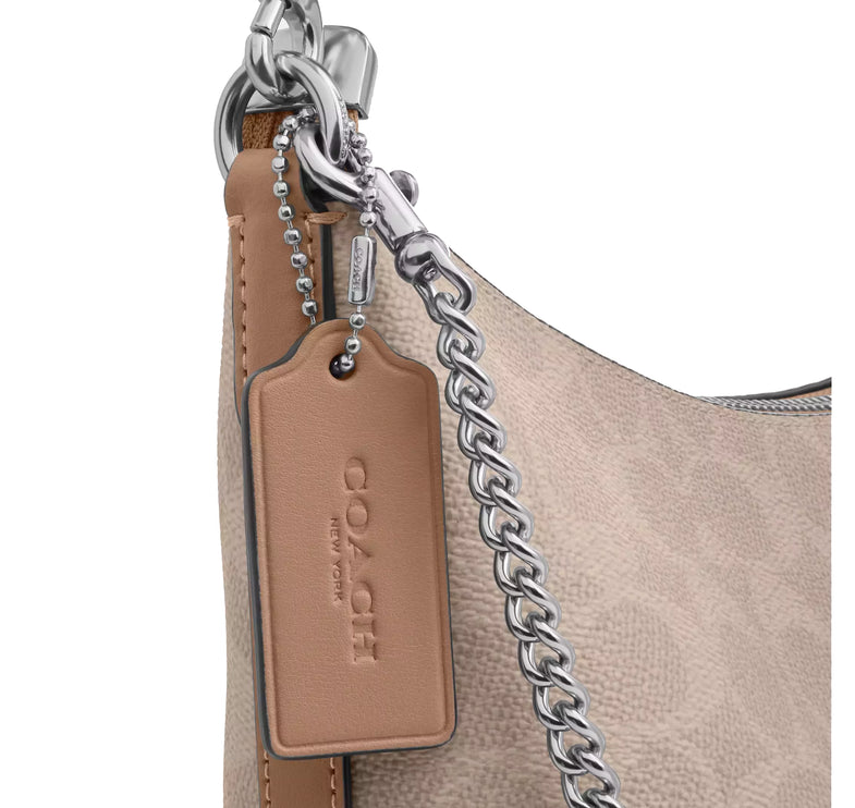Coach Women's Caitlin Shoulder Bag In Signature Canvas Silver/Sand/Taupe