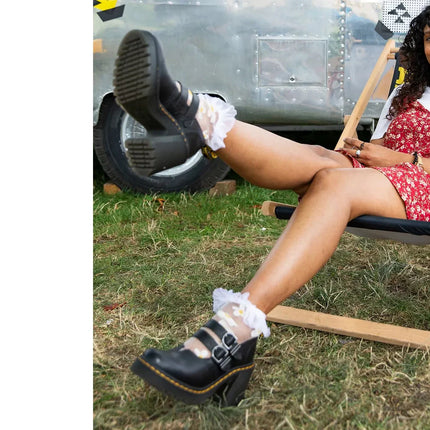 Dr. Martens Women's Eviee Sendal Leather Heeled Shoes Black