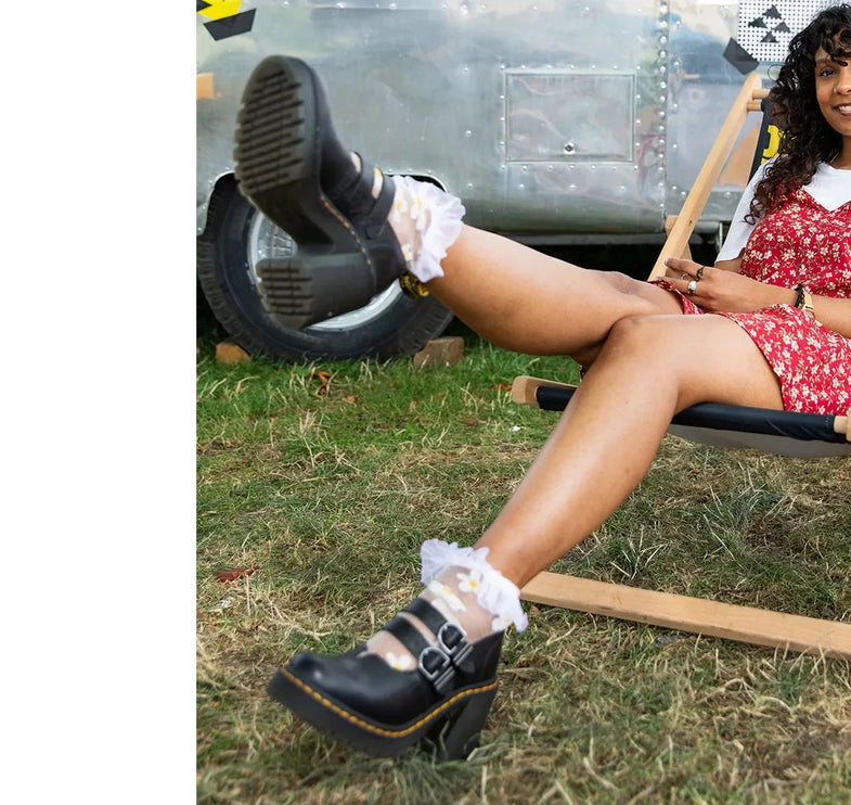 Dr. Martens Women's Eviee Sendal Leather Heeled Shoes Black