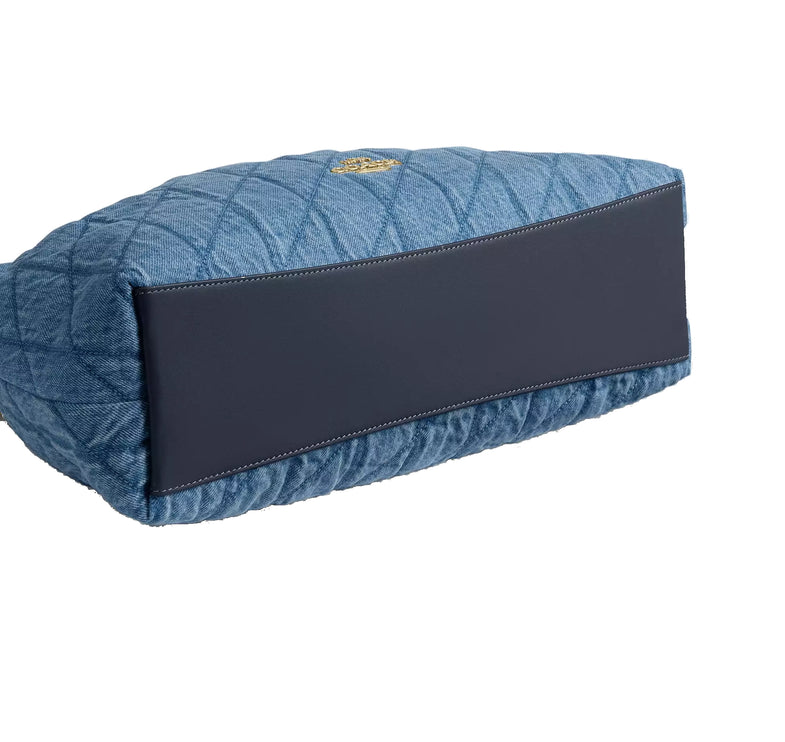 Coach Women's Evelyn Shoulder Bag In Regenerative Cotton With Quilting Gold/Indigo