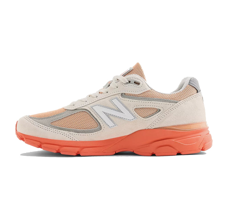 New Balance Made in USA 990v4 Moonbeam with Tangerine Heat and Dried Orange U990MO4