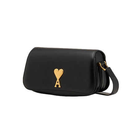 AMI Alexandre Mattiussi Leather Paris Paris Shoulder Bag Black