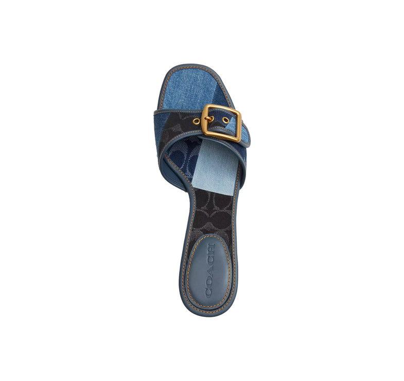 Coach Women's Margot Sandal With Signature Denim Patchwork Denim Multi