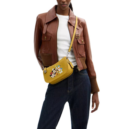 Coach Women's Disney X Coach Swinger Bag In Regenerative Leather With Mickey Mouse And Friends Silver/Flax Multi